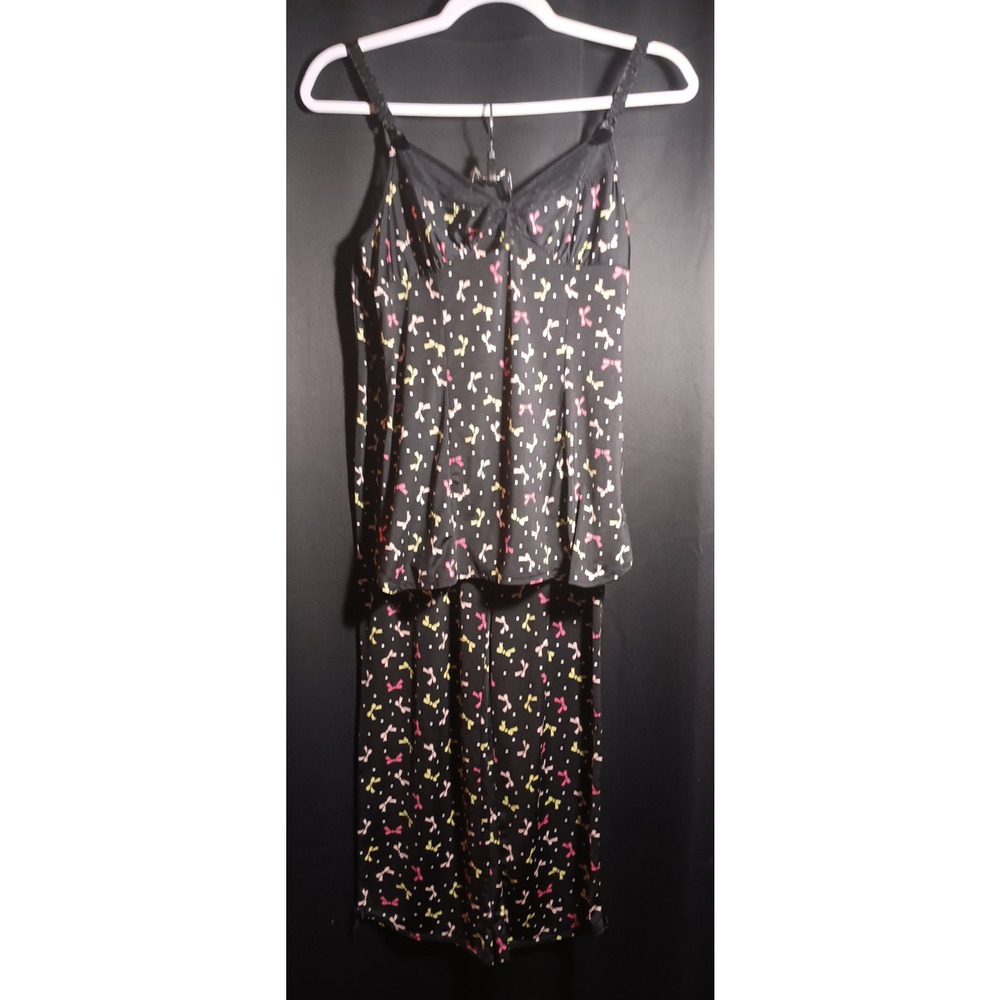 Betsey Johnson Intimates Women’s Small Black Bow Babydoll Nighty Lounge 2 Piece